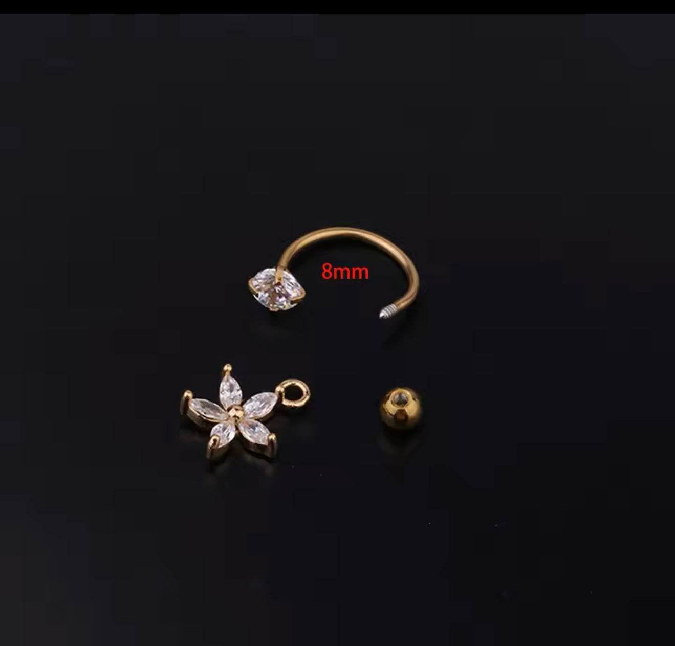 1 orecchino pendenti Mini in acciaio chirurgico colore oro