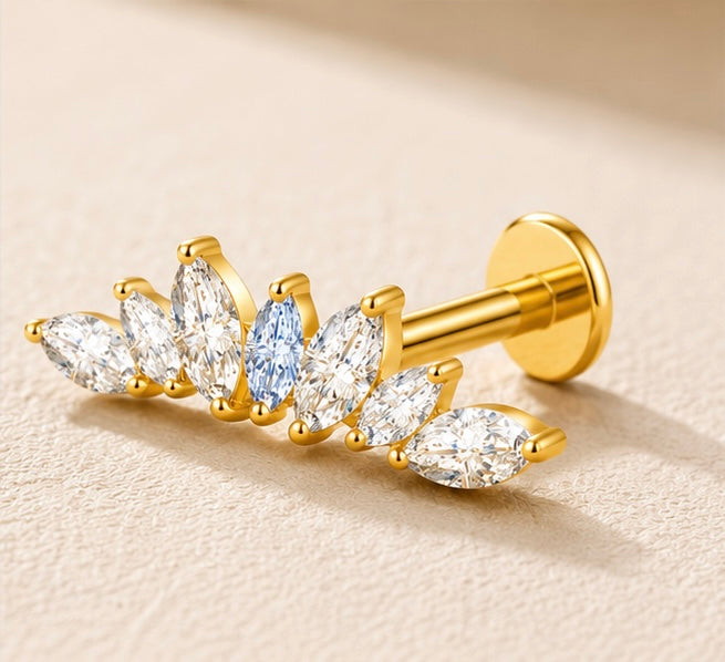 Labret Crown Marquise – Titanio ASTM F-136 con Filettatura Interna