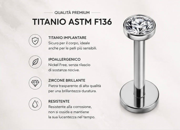 Labret titanio con Crystal 3 mm