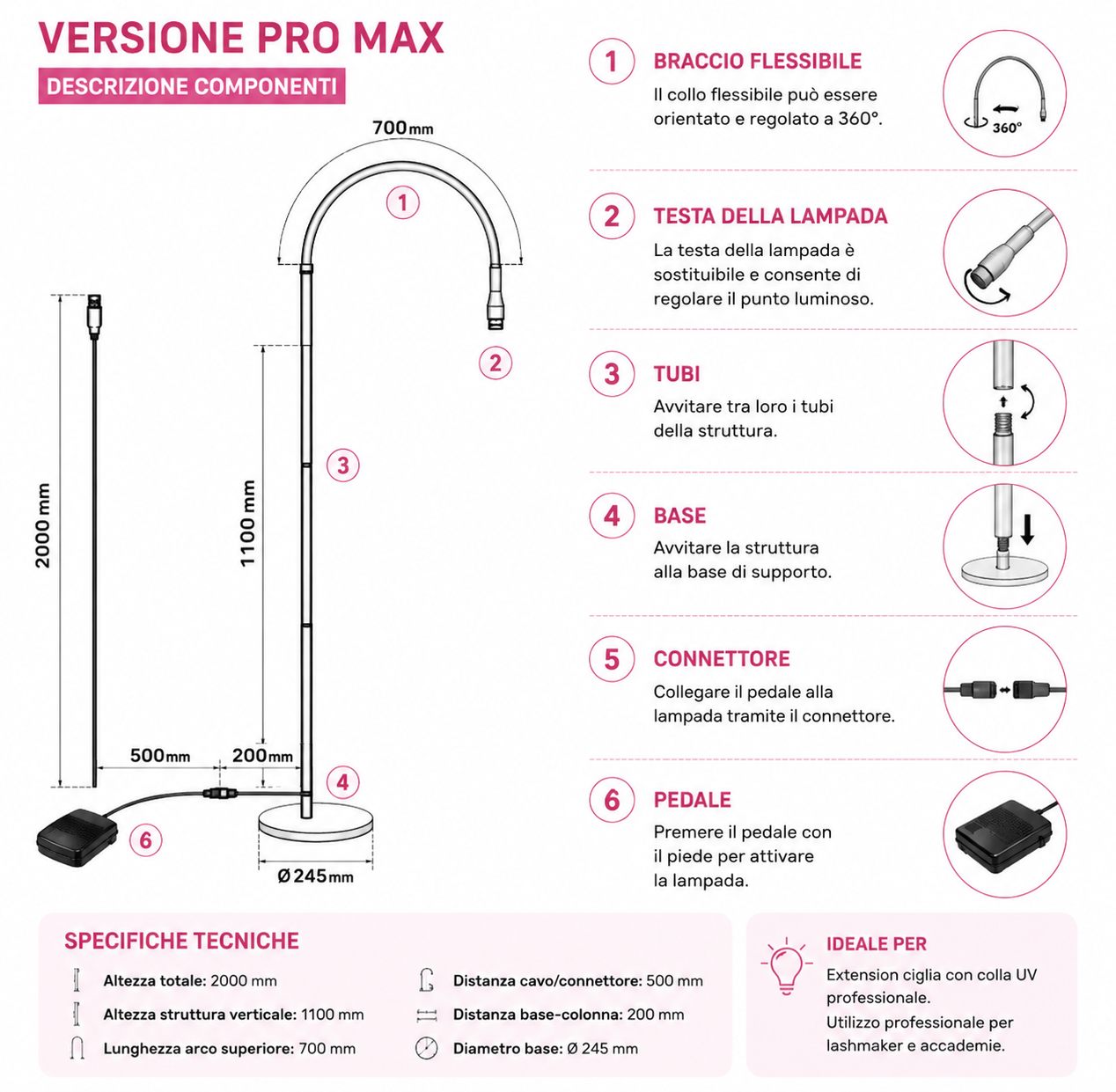 Lampada UV Professionale per Extension Ciglia – 10W