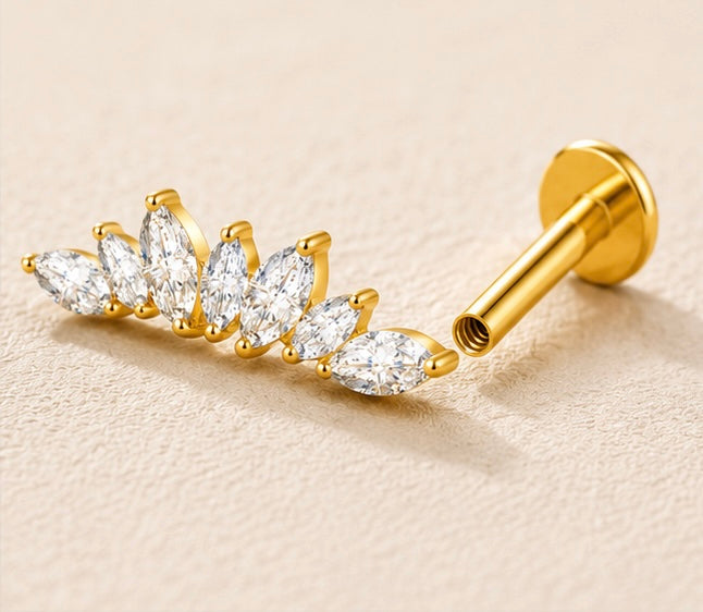 Labret Crown Marquise – Titanio ASTM F-136 con Filettatura Interna