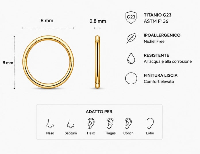 Piercing a Cerchio per Naso – Titanio G23 ASTM F136 – Seamless Ring