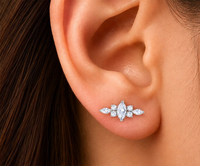 Piercing Labret Premium in Titanio ASTM F-136 con Zirconi – Filettatura Interna