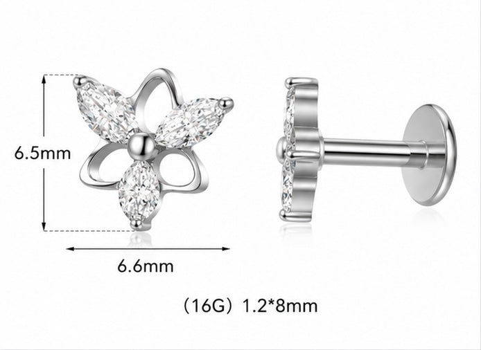 Fiore Lumina – Labret in Titanio ASTM F-136 con Filettatura Interna
