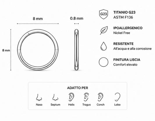 Piercing a Cerchio per Naso – Titanio G23 ASTM F136 – Seamless Ring