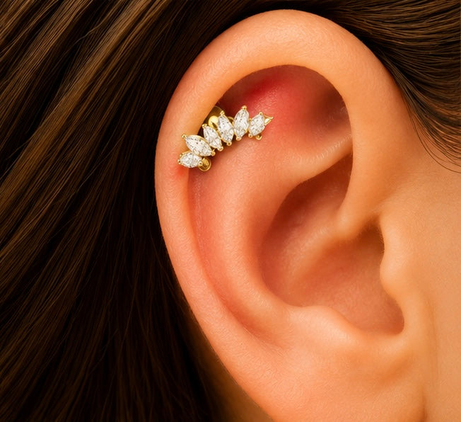 Labret Crown Marquise – Titanio ASTM F-136 con Filettatura Interna