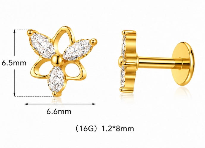 Fiore Lumina – Labret in Titanio ASTM F-136 con Filettatura Interna