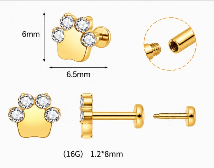 Zampa con Zirconi – Labret Interno in Titanio ASTM F-136