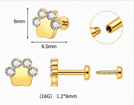 Zampa con Zirconi – Labret Interno in Titanio ASTM F-136