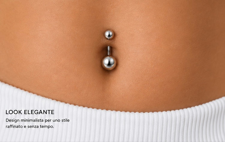 Piercing Ombelico classic in Titanio ASTM F136 (D0002)con sfere lisce filettatura esterna