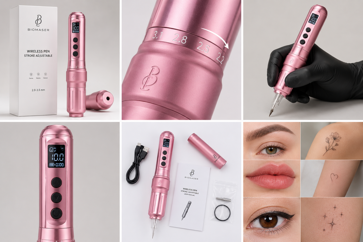 Biomaser Wireless PMU & Fine Line Pen – Stroke Regolabile 2.0-3.5 mm