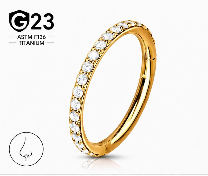 Piercing a Cerchio per Naso con zirconi – Titanio G23 ASTM F136 – Seamless Ring