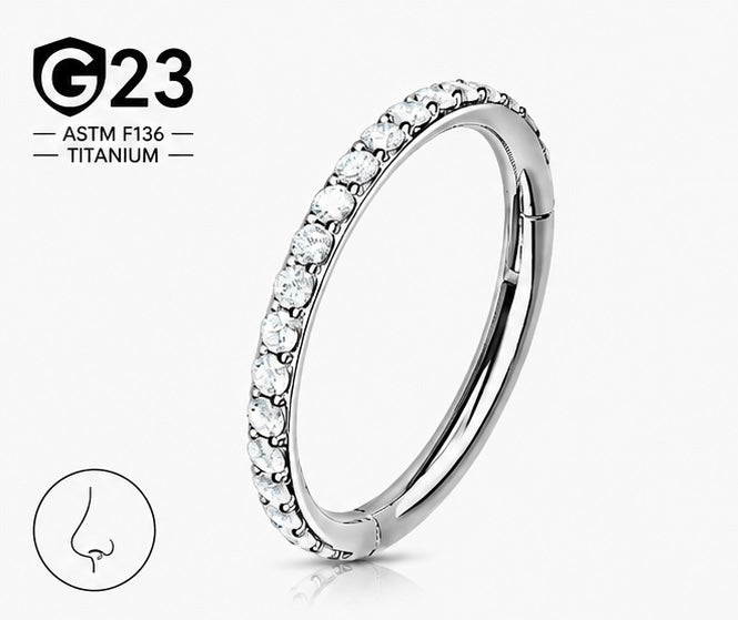 Piercing a Cerchio per Naso con zirconi – Titanio G23 ASTM F136 – Seamless Ring