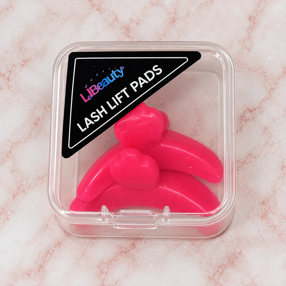 Pad fucsia per laminazione ciglia in custodia trasparente